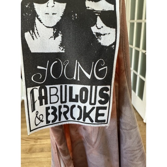 Young Fabulous & Broke Naomi Velvet Jumpsuit M Tie Dye Peach Brown Wide Leg - Picture 8 of 10